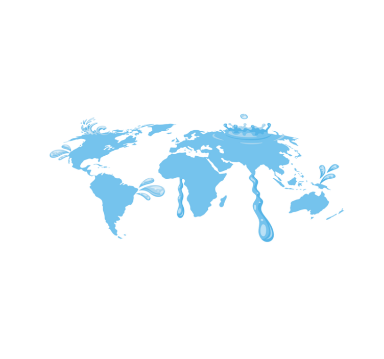 Sinisen veden suunnittelu maailmakartta vinyylimatto - Tenstickers