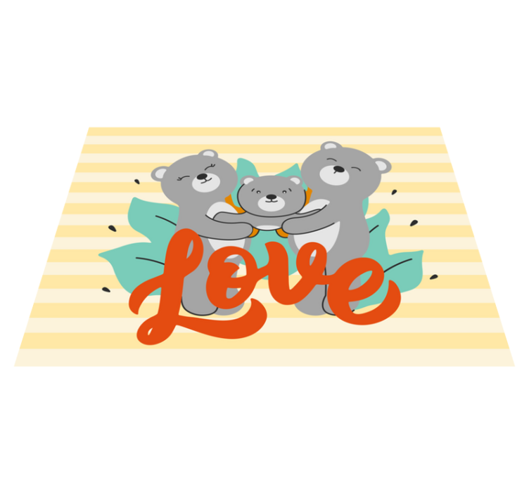 Karhuperheen rakkaus lastenhuone vinyylimatto - Tenstickers
