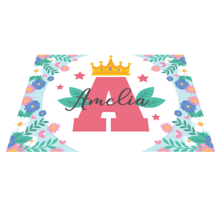 Kruunattu nimikirjain ja nimi vinyylimatto - Tenstickers