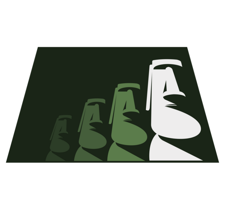 Moai-patsaiden ääriviivat olohuoneen vinyylimatto - Tenstickers