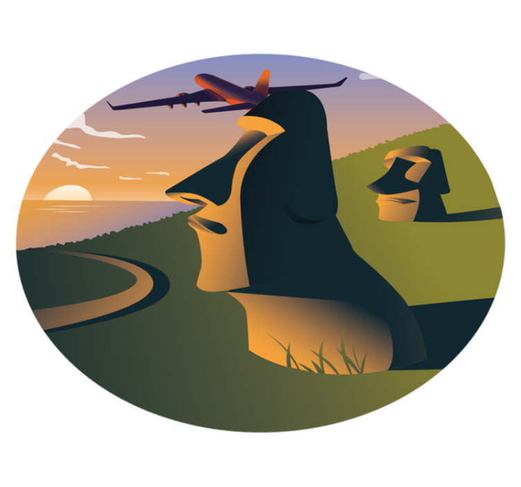 Pääsiäissaaren auringonlasku pyöreä vinyylimatto - Tenstickers