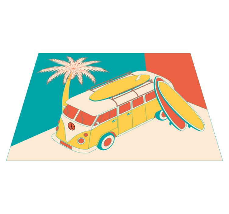 Hippi-minibussi vinyylimatto retro - Tenstickers