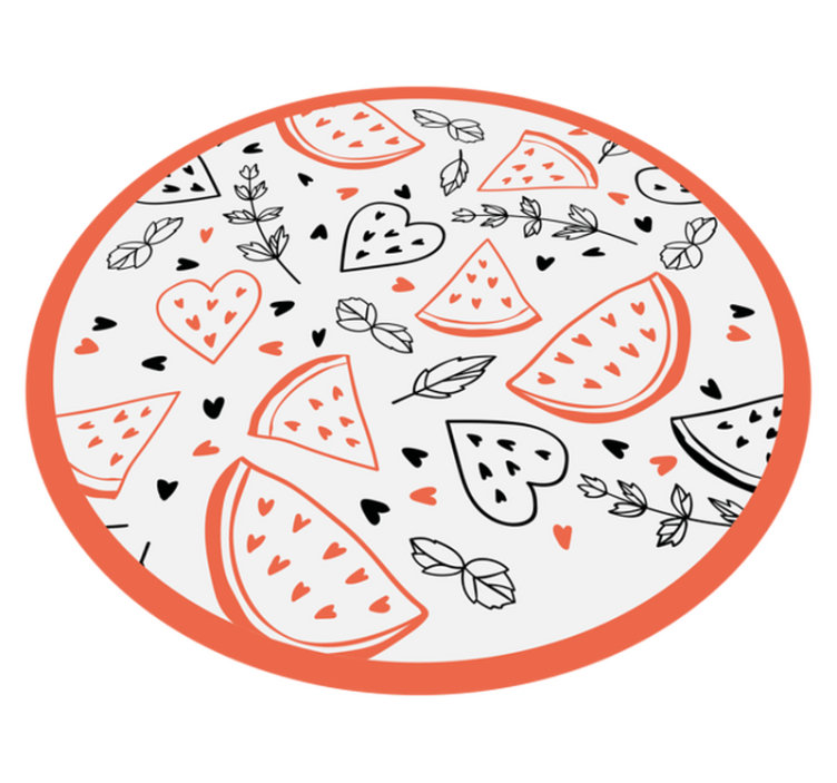 Vesimeloni mustilla sydämillä vinyylimatto keittiöön - Tenstickers