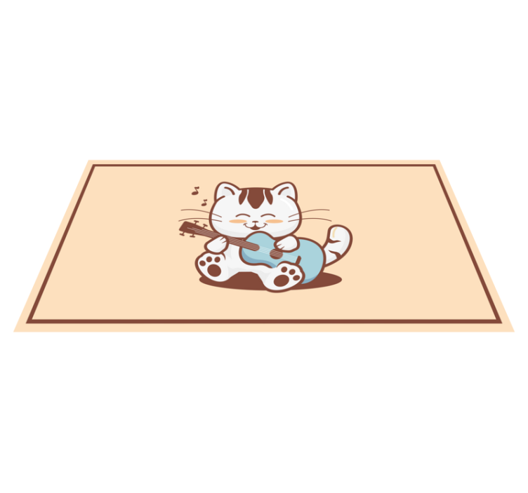 Iloinen kissa muusikkona vinyylimatto - Tenstickers