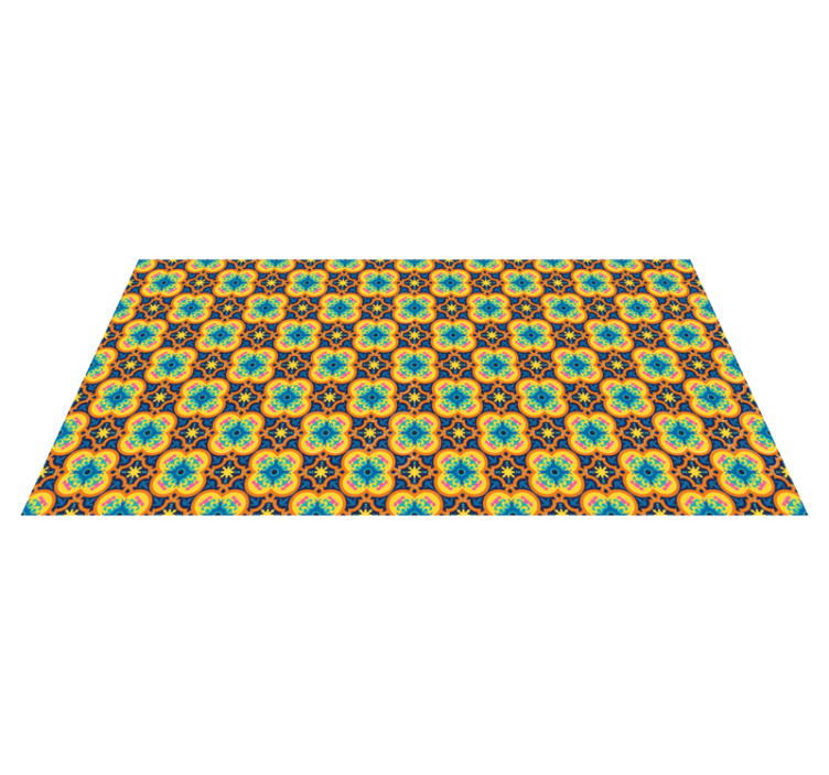 Keltainen ja sininen itämainen boho-kuvio Tekstuuri vinyylimatto - Tenstickers