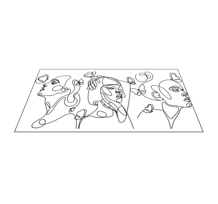 ääriviivat taidekasvot moderni vinyylimatto - Tenstickers