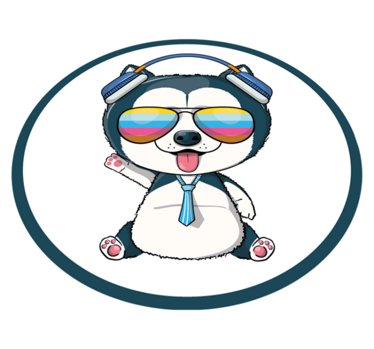 Söpö sarjakuva husky-pentu kuva eläin vinyylimatto - Tenstickers