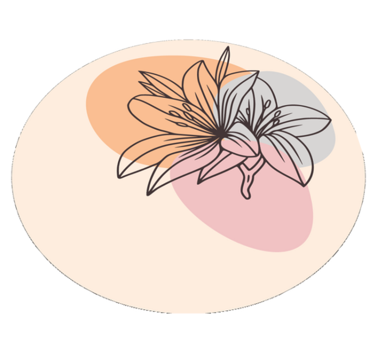 Lilja kukka-asento pyöreä vinyylimatto - Tenstickers