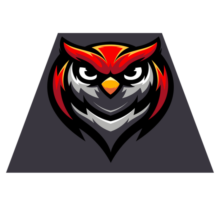 Punainen pelimaskotti pöllö Vinyylimatto makuuhuoneeseen - Tenstickers