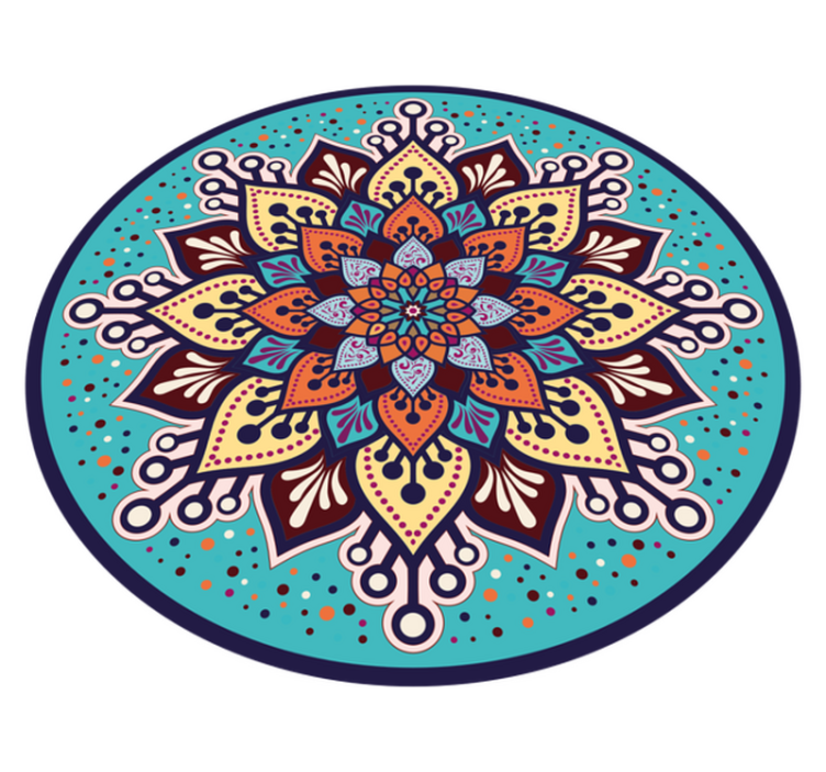 Sininen ja oranssi aurinko vinyylimatto mandala - Tenstickers