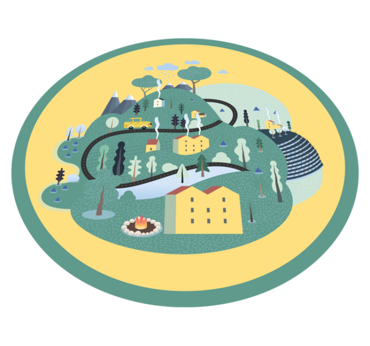 Leikkisä maisemamatka vinyylimatto - Tenstickers