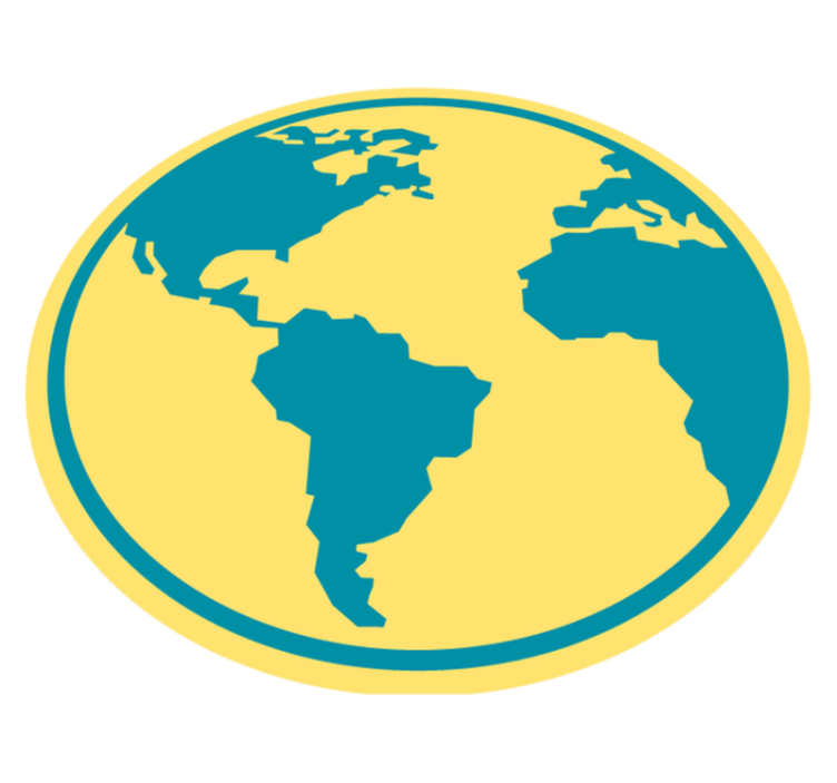 Maantieteellinen maailmankartta pyöreä vinyylimatto - Tenstickers