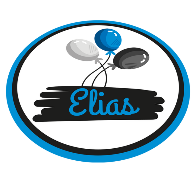 Mustat ja siniset ilmapallot nimellä nimi vinyylimatto - Tenstickers