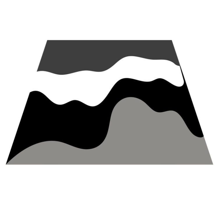 Valkoiset, harmaat ja mustat aallot vinyylimatto geometrinen - Tenstickers