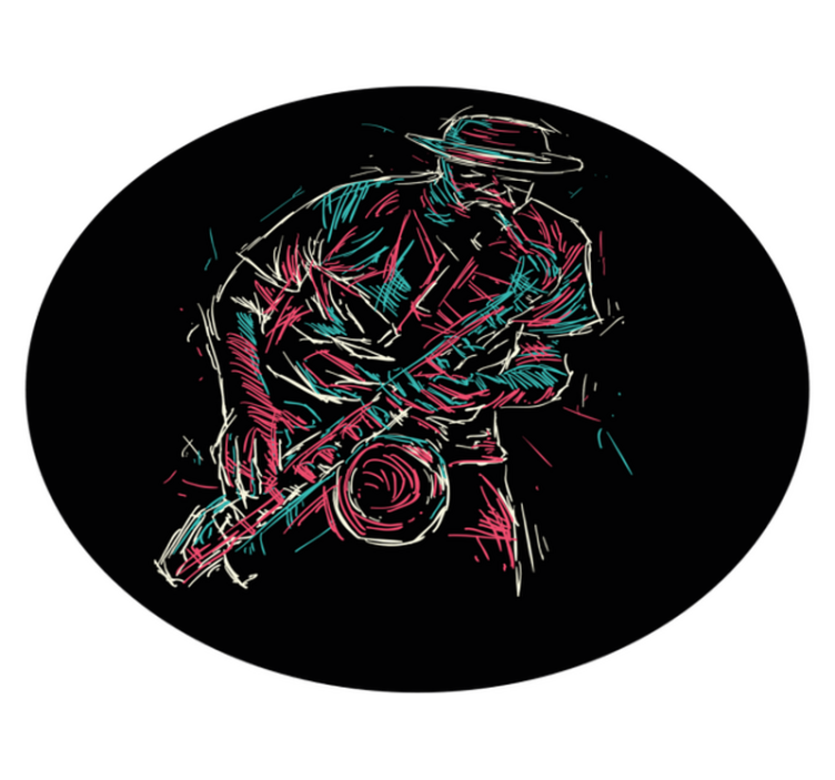 Jazzmuusikon esitys pyöreä vinyylimatto - Tenstickers