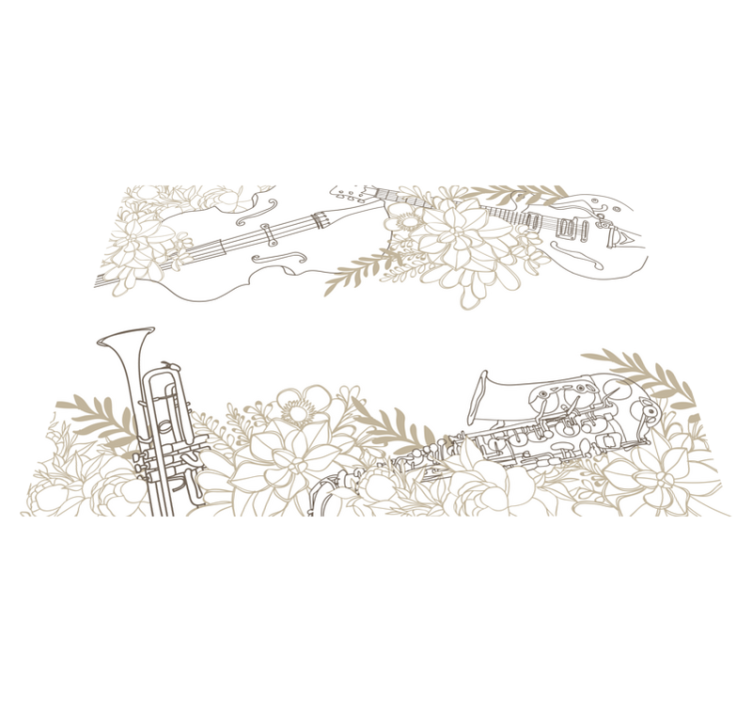 Musiikillinen kukka-asetelma kukat ja kasvit vinyylimatto - Tenstickers