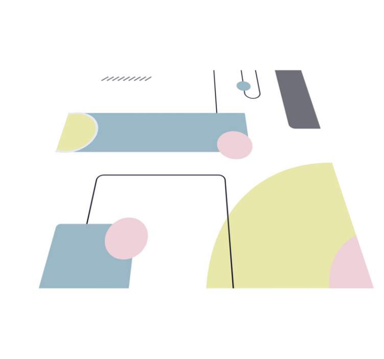 Minimalistinen vinyylimatto abstrakteilla pastellimuodoilla - Tenstickers