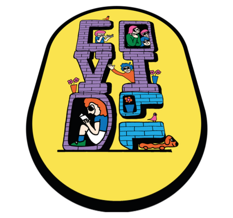 Covid-hahmot jäävät kotiin vinyylimatto - Tenstickers