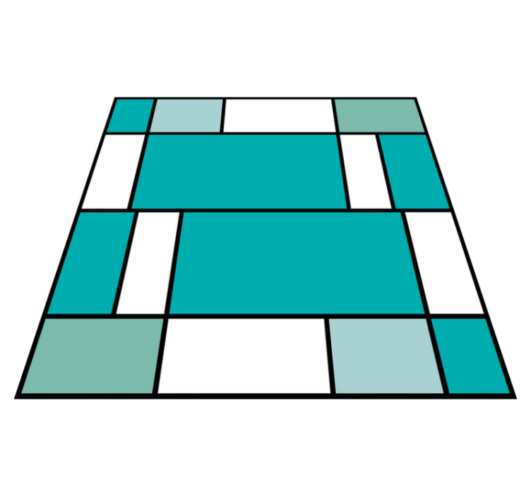 Siniset mondrian-laatat geometrinen vinyylimatto - Tenstickers