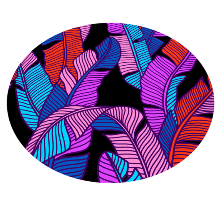 Moderni värikäs kasvien kuvio pyöreä vinyylimatto - Tenstickers