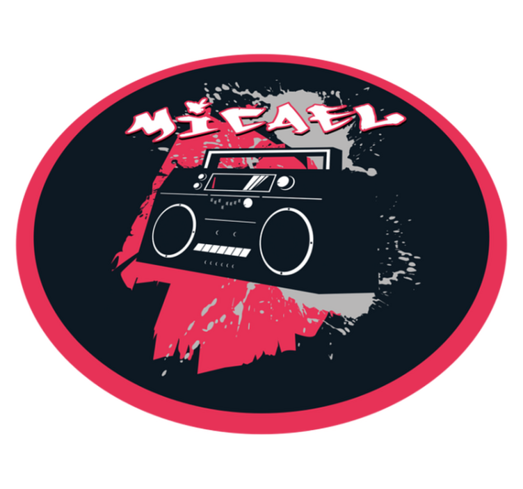 Retro boombox-teema nimi vinyylimatto - Tenstickers