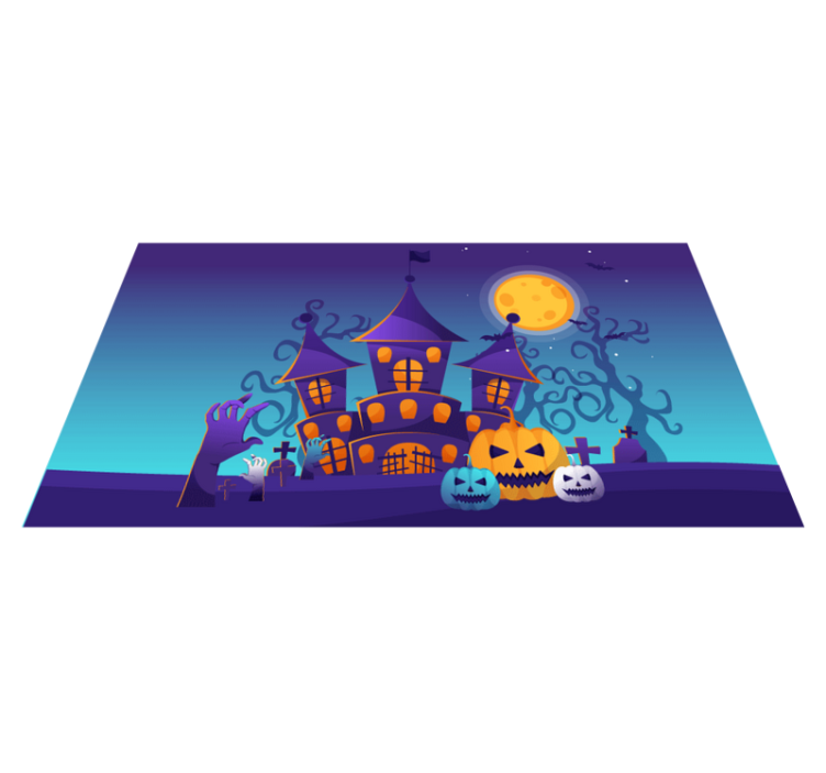 Kummituslinnan kohtaus Halloween vinyylimatto - Tenstickers