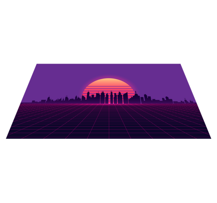 Retro auringonlaskun ruudukko moderni vinyylimatto - Tenstickers
