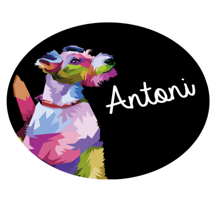 Värikäs koiran muotokuva nimi vinyylimatto - Tenstickers