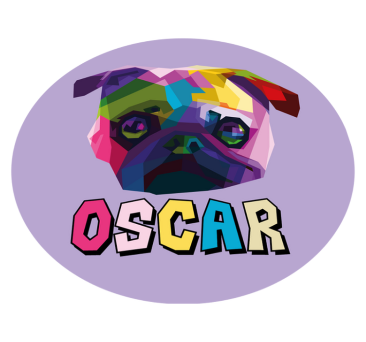 Geometrinen koiran kuva nimi vinyylimatto - Tenstickers