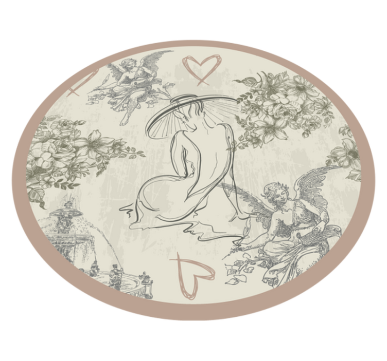 Pyöreä enkelin kukka-aihe vinyylimatto ympyrä - Tenstickers