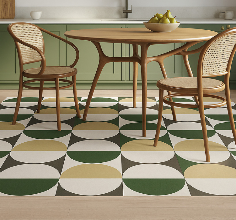 1900-luvun puolivälin pyöreä kuvio ruokasalin vinyylimatto - Tenstickers