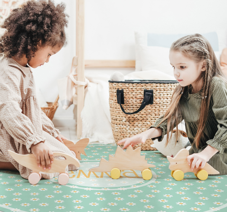 Pyöreä koiranputkea lasten vinyyli matto nimellä - Tenstickers