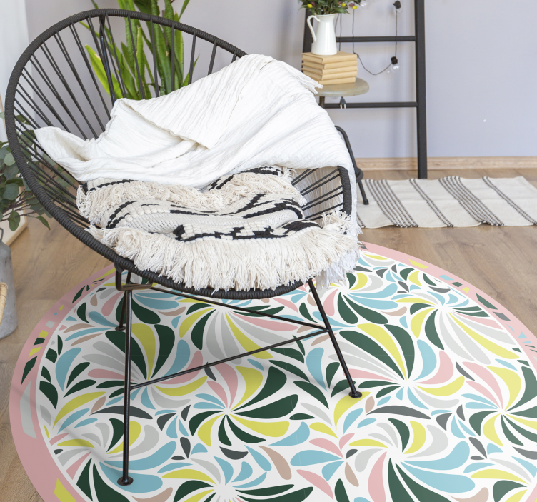 Värikkäitä kukkaisia pyörteitä vauvan huoneen vinyylimatto - Tenstickers