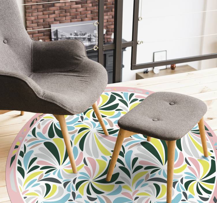 Värikkäitä kukkaisia pyörteitä vauvan huoneen vinyylimatto - Tenstickers