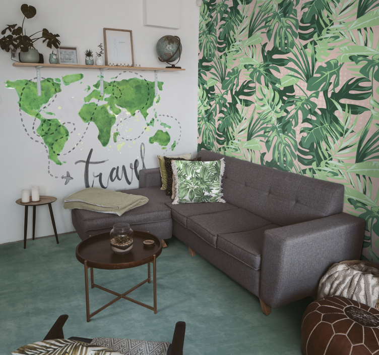 Vaimennettu sinivihreä sävy marmori vinyylimatto - Tenstickers