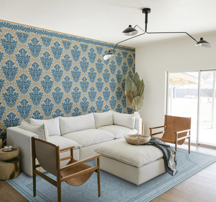 Pehmeä sininen barokki ruokasalin vinyylimatto - Tenstickers