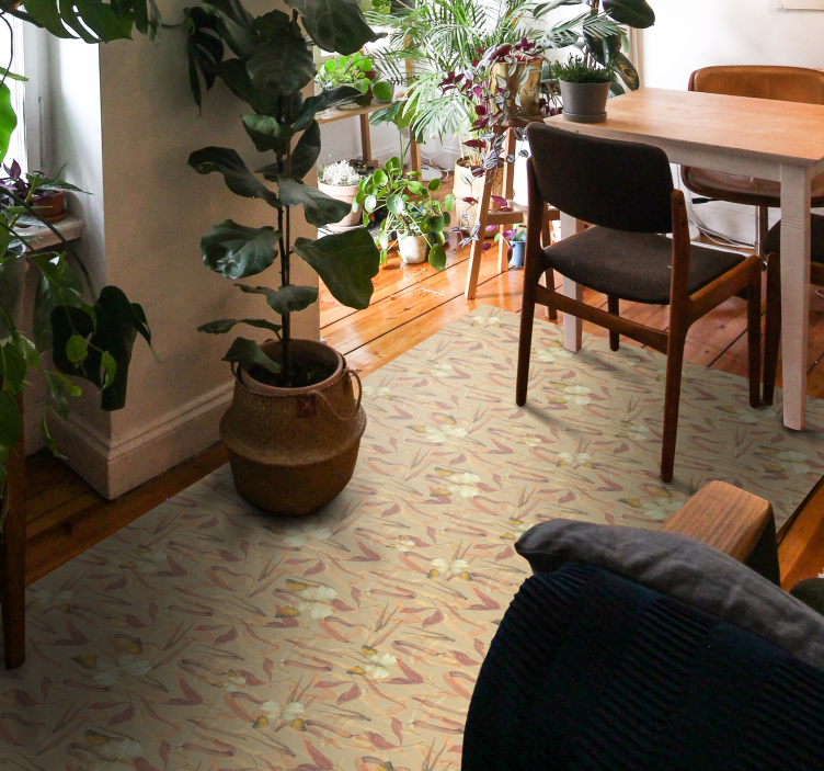 Kukkakuvioinen kokonaisuus olohuoneen vinyylimatto - Tenstickers