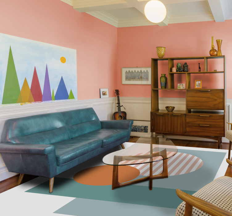 Aurinkoiset geometriset ympyrät moderni vinyylimatto - Tenstickers