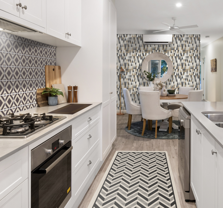 Klassinen chevron-kuvio geometrinen vinyylimatto - Tenstickers