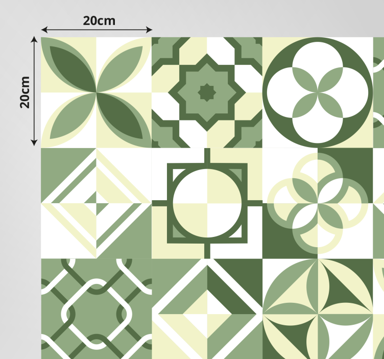 Vihreä neliön laatta laatta vinyylimatto - Tenstickers