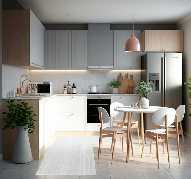 Valkoinen puu vinyylimatto keittiöön - Tenstickers