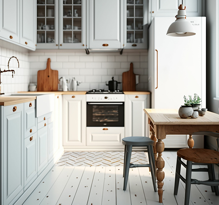 Valkoinen mattamarmorinen keittiö vinyylimatto kivinen - Tenstickers