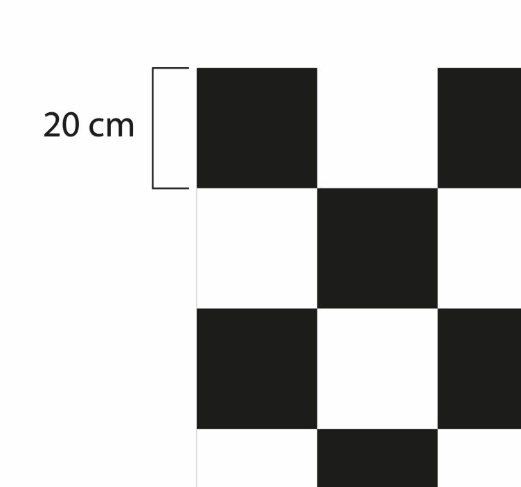 Mustavalkoinen shakkilautalaatta vinyylimatto keittiöön - Tenstickers