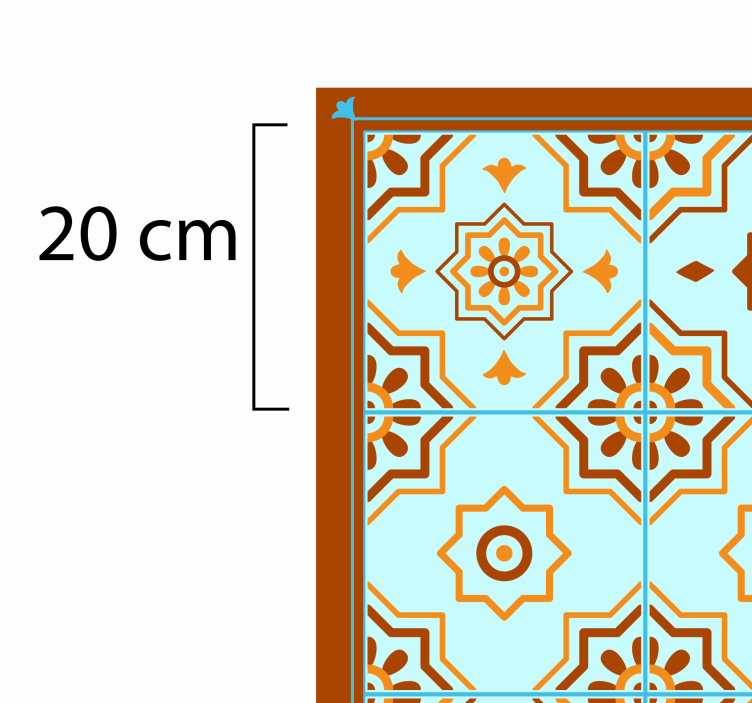 Oranssi ja sininen mosaiikki laatta vinyylimatto - Tenstickers