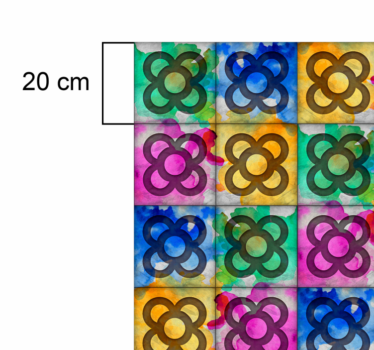 Värikäs panot-laatta vinyylimatto retro - Tenstickers