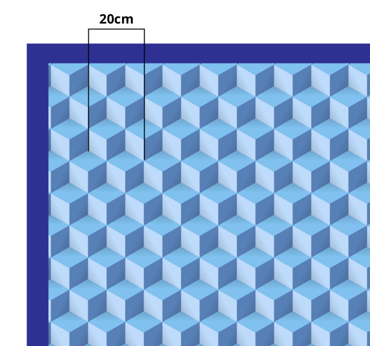 3d-kuutiollinen sininen geometrinen vinyylimatto - Tenstickers