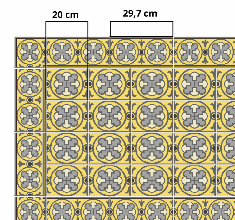 Harmaa sävyjä ja keltainen laatta vinyylimatto keittiöön - Tenstickers