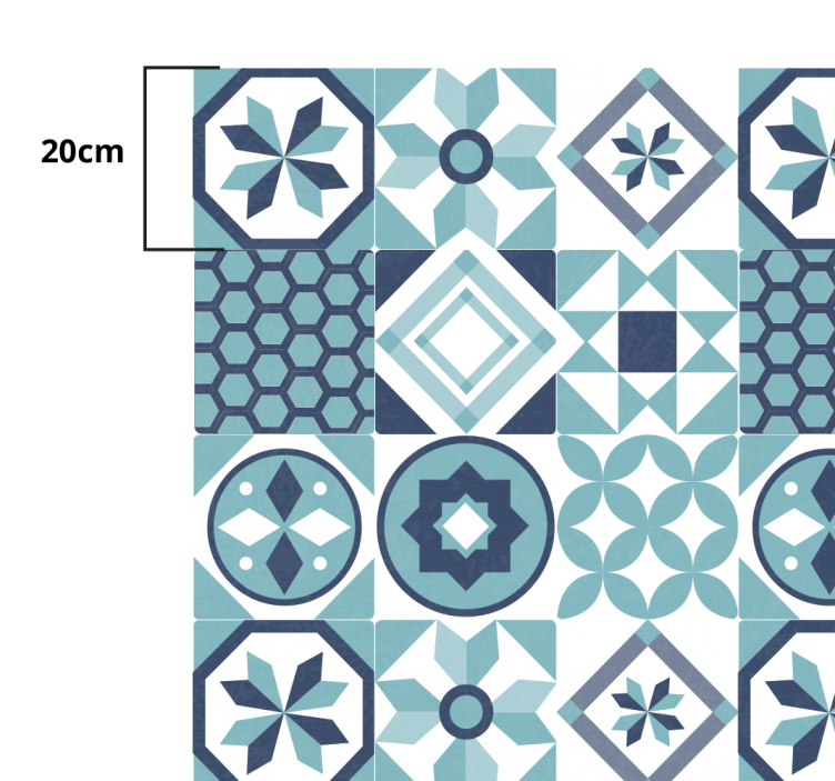 Tummansiniset koristeet laatta vinyylimatto - Tenstickers