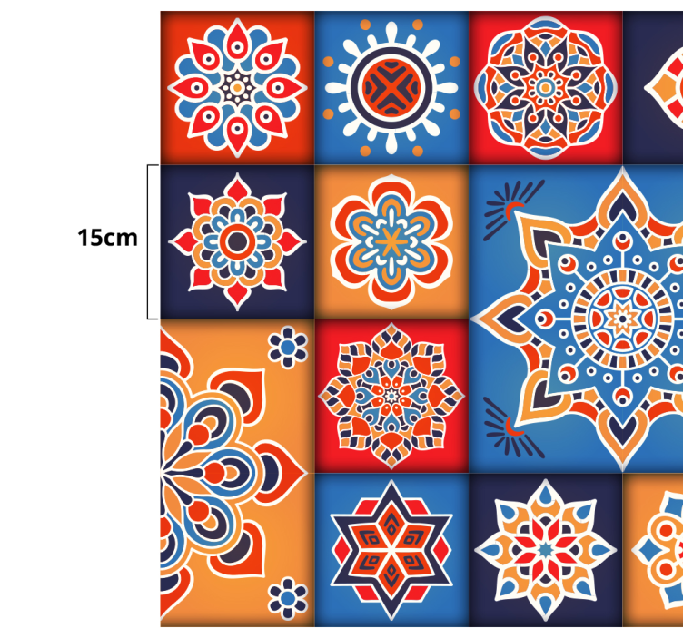 Värikkäitä kukka laatat vinyylimatto keittiöön - Tenstickers
