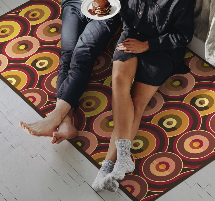 70-luvun pop vanhat ympyräkuviot vinyylimatto retro - Tenstickers